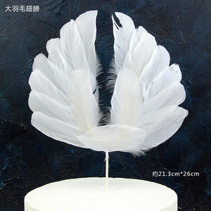 Angel Wings Feather Cake Topper | White Colour