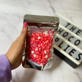 kiss me more sprinkles , valentines heart and kisses shape sprinkles edible for cake decor